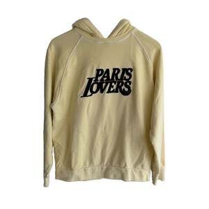 Maje Paris Lovers Terry Hoodie Butter Yellow Size M(?) Designer Luxury Casual